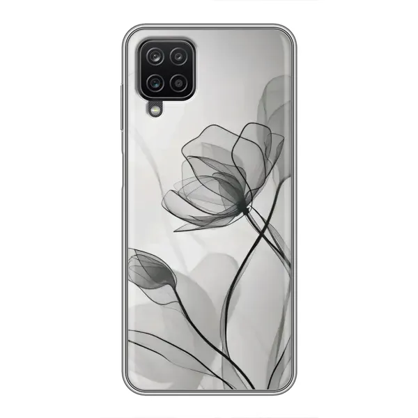 Чохол з принтом «Чорні квіти» для Samsung Galaxy A12