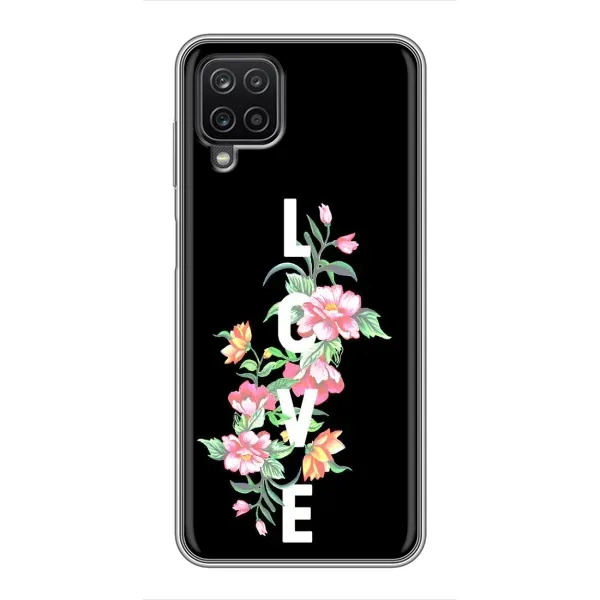 Чехол с принтом «Цветы LOVE» для Samsung Galaxy A12