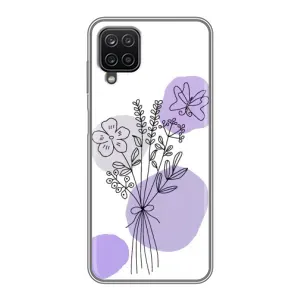 Силконовий чохол з принтом в квітах на Samsung Galaxy A12 (Букет фіолетова абстракція)