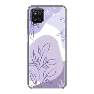 Силконовий чохол з принтом в квітах на Samsung Galaxy A12 (Фіолетове листя абстракція)