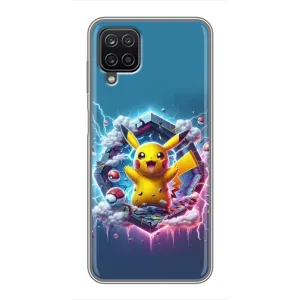 Чехол с Пикачу на Samsung Galaxy A12 (Лого Пикачу)