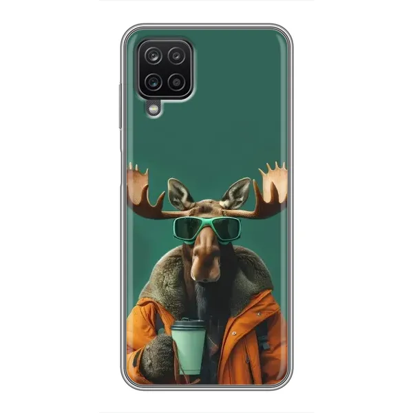 Чехол с принтом «Лось с кофе» для Samsung Galaxy A12 Чехол с принтом «Лось с кофе» для Samsung Galaxy A12