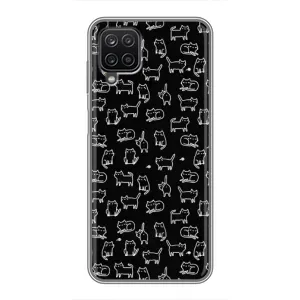 Чехол с принтом для Samsung Galaxy A12 (AlphaPrint) Модные коты (Меленькие котики)