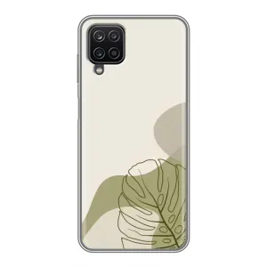 Силконовий чохол з принтом в квітах на Samsung Galaxy A12 (Зелена монстера дизайн)