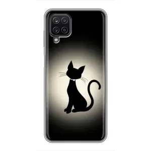 Чехол с принтом для Samsung Galaxy A12 (AlphaPrint) Модные коты (Силуэт котика)