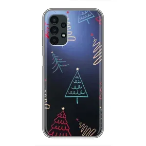 Зимні Чохли для Samsung Galaxy A13 (4G) - прозорий фон (Різдвяні ялинки)