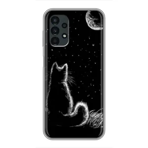 Чехол с принтом для Samsung Galaxy A13 (5G) (AlphaPrint) Модные коты (Котик и луна)