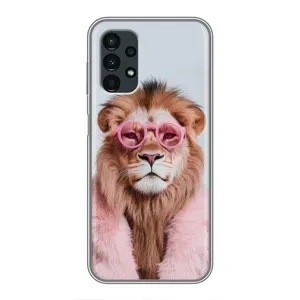 Чехол с принтом стильные животные для Самсунг А13 (5G) (Лев в очках)