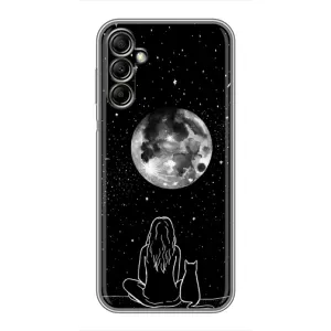 Чехол с рисунком кот на Samsung Galaxy A14 5G (Девушка с котом)