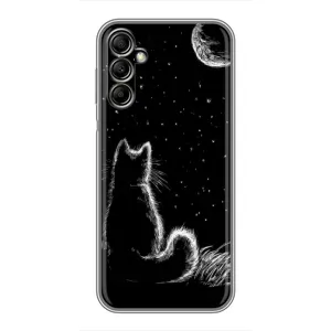 Чехол с принтом для Samsung Galaxy A14 5G (AlphaPrint) Модные коты (Котик и луна)