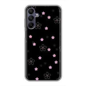 Чохол з розовим принтом для Samsung Galaxy A15 (A155) (Рожеві квіти на чорному)