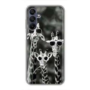 Силиконовый чехол с КАРТИНКАМИ лето для Samsung Galaxy A15 (A155) (AlphaPrint) (Жирафы в очках)