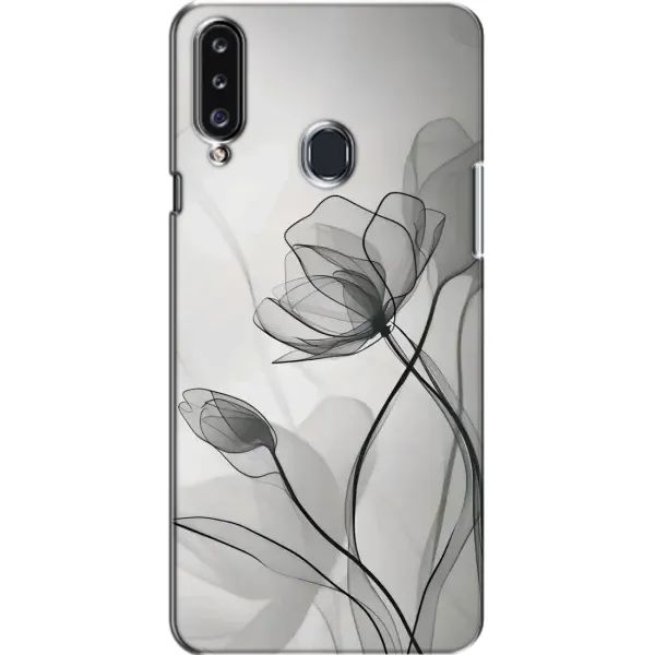 Чохол з принтом «Чорні квіти» для Samsung Galaxy A20s (A207)