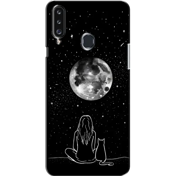 Чехол с принтом «Девушка с котом» для Samsung Galaxy A20s (A207)