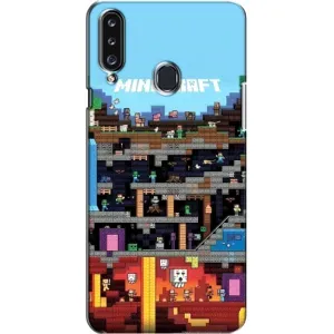 Чехол Майнкрафт на Samsung Galaxy A20s (A207) (AlphaPrint) Minecraft (фон Minecraft)
