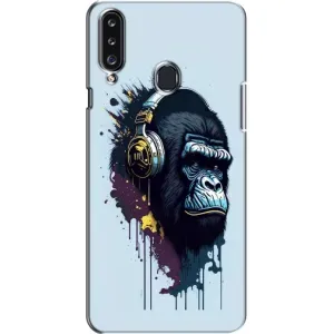 Чехол с Обезьянами Samsung Galaxy A20s (A207) - (AlphaPrint) (Горилла в наушниках)