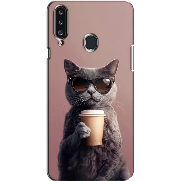 Чехол с принтом «Кот с кофе» для Samsung Galaxy A20s (A207)