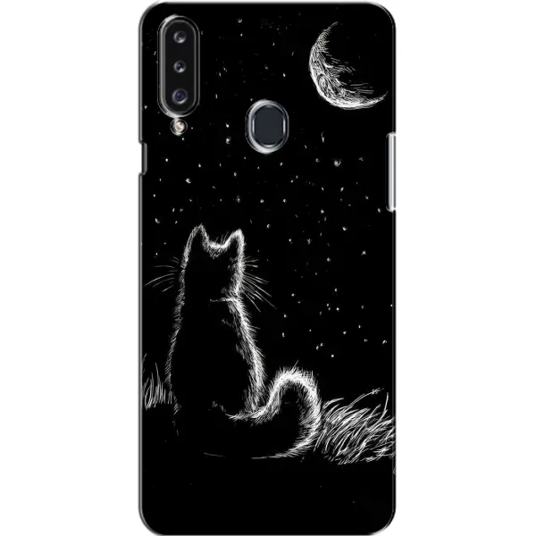 Чехол с принтом «Котик и луна» для Samsung Galaxy A20s (A207)