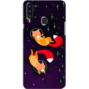Чехлы с картинкой Лисички для Samsung Galaxy A20s (A207) (VPrint) (Лисички космонавты)