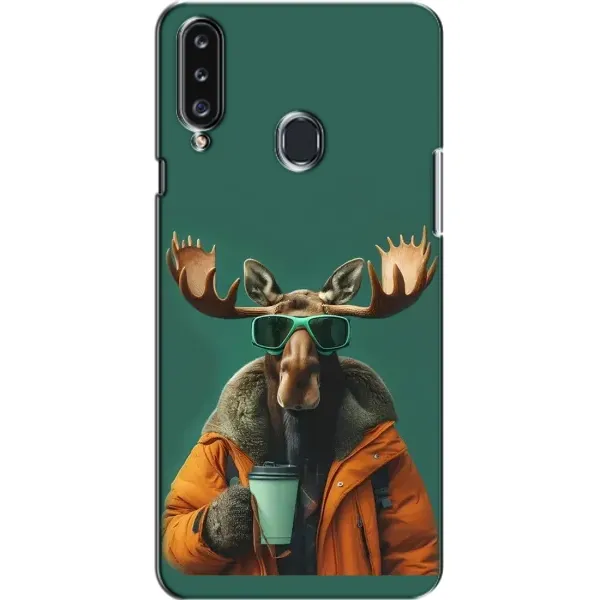 Чехол с принтом «Лось с кофе» для Samsung Galaxy A20s (A207)