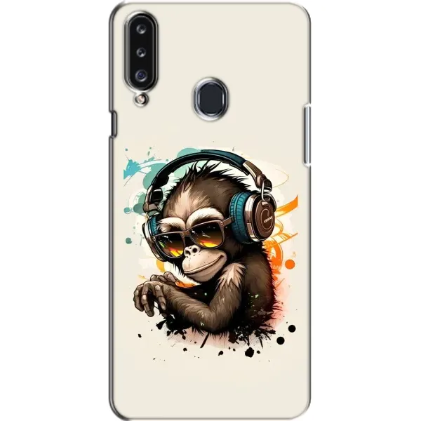 Чехол с принтом «Макака в наушниках» для Samsung Galaxy A20s (A207)