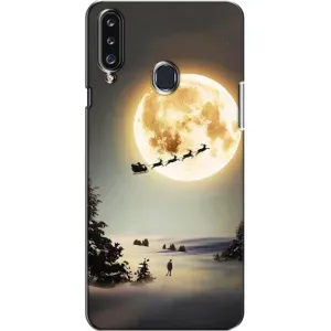 Новорічні, Святкові Чохли для Samsung Galaxy A20s (A207) - 2024 год (Санта на місяці)