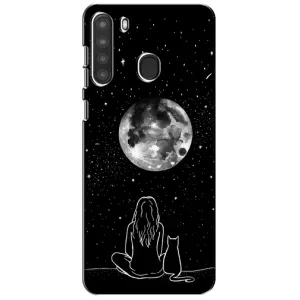 Чехол с рисунком кот на Samsung Galaxy A21 (A215) (Девушка с котом)
