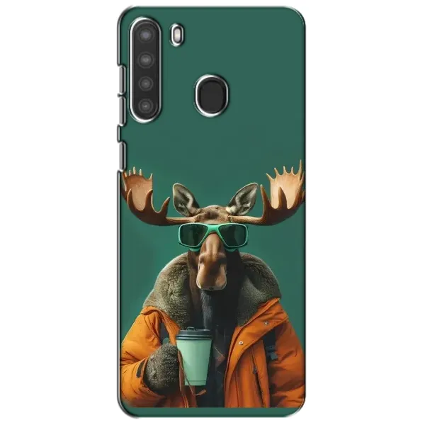 Чохол з принтом «Лось з кавою» для Samsung Galaxy A21 (A215)