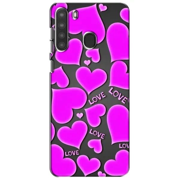 Чохол з принтом «Pink hearts» для Samsung Galaxy A21 (A215)