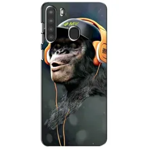 Чохол з Мавпами Samsung Galaxy A21 (A215) - (AlphaPrint) (В навушниках)