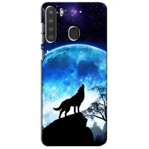 Захисні чохли для Самсунг Галаксі А21 (А215) (AlphaPrint) (ХІТ продаж) ВОВК (Вовк на місяць)