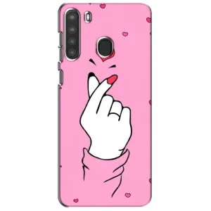 Чехол с принтом для Samsung Galaxy A21 (A215) (AlphaPrint - Знак сердечка)