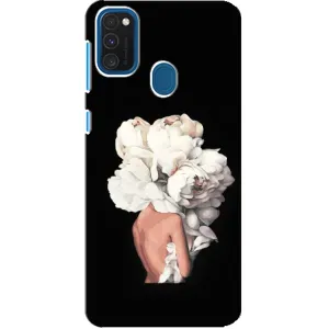 Чехлы (ART) Цветы на Samsung Galaxy A21s (VPrint) (Белые цветы)