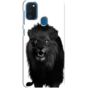 Чехлы с картинками животных Samsung Galaxy A21s (Черный ЛЕВ)