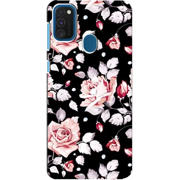 Чехол с принтом «Цветочки на черном» для Samsung Galaxy A21s