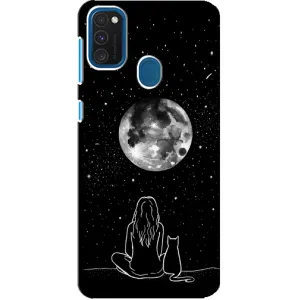 Чехол с рисунком кот на Samsung Galaxy A21s (Девушка с котом)