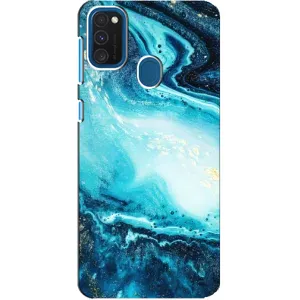 Мраморный чехол на Samsung Galaxy A21s (VPrint) (Голубой мрамор)