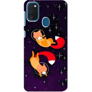 Чехлы с картинкой Лисички для Samsung Galaxy A21s (VPrint) (Лисички космонавты)