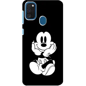 Эксклюзивный чехол для Samsung Galaxy A21s (AlphaPrint - Мультяшные) (Микки на черном)