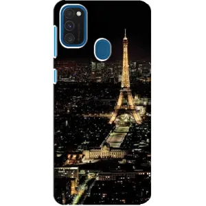 Чехол Эйфелева Башня для Samsung Galaxy A21s - (AlphaPrint) (Ночной Париж)