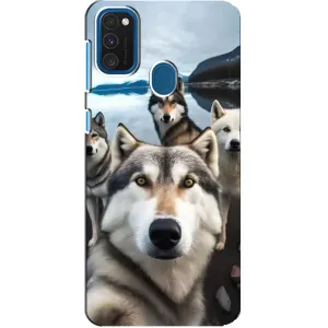 Чехол с Хаски для Samsung Galaxy A21s - (AlphaPrint) (Селфи ХАски)
