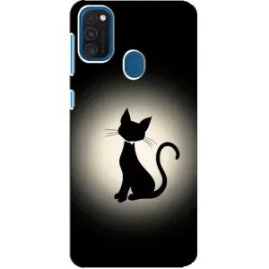 Чехол с принтом для Samsung Galaxy A21s (AlphaPrint) Модные коты (Силуэт котика)