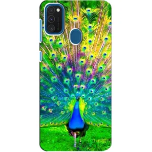 Чехол с птицами на Samsung Galaxy A21s (VPrint) (Яркий Павлин)