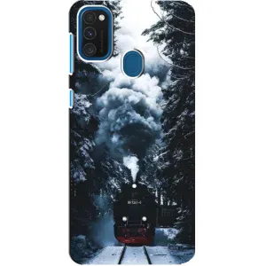 Новогодние, Праздничные Чехлы для Samsung Galaxy A21s - 2024 год (Зимний поезд)