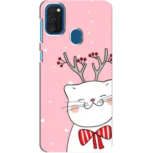 Новогодние Чехлы для Самсунг А21с (VPrint) (Зимний кот)