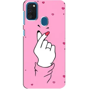 Чехол с принтом для Samsung Galaxy A21s (AlphaPrint - Знак сердечка)