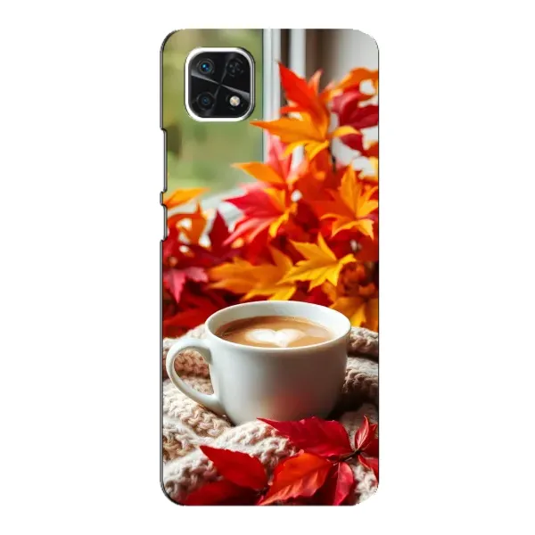 Чехол с принтом «Кофе и листья» для Samsung Galaxy A22 5G Чехол с принтом «Кофе и листья» для Samsung Galaxy A22 5G