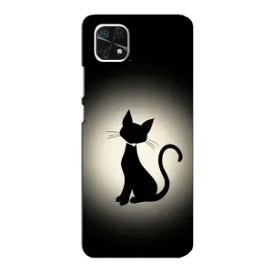 Чехол с принтом для Samsung Galaxy A22 5G (AlphaPrint) Модные коты (Силуэт котика)