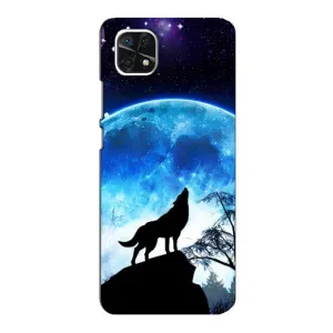 Защитные чехлы для Самсунг А22 (5G) (AlphaPrint) (ХИТ продаж) ВОЛК (Волк на луну)