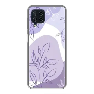 Силконовий чохол з принтом в квітах на Samsung Galaxy A22 (Фіолетове листя абстракція)